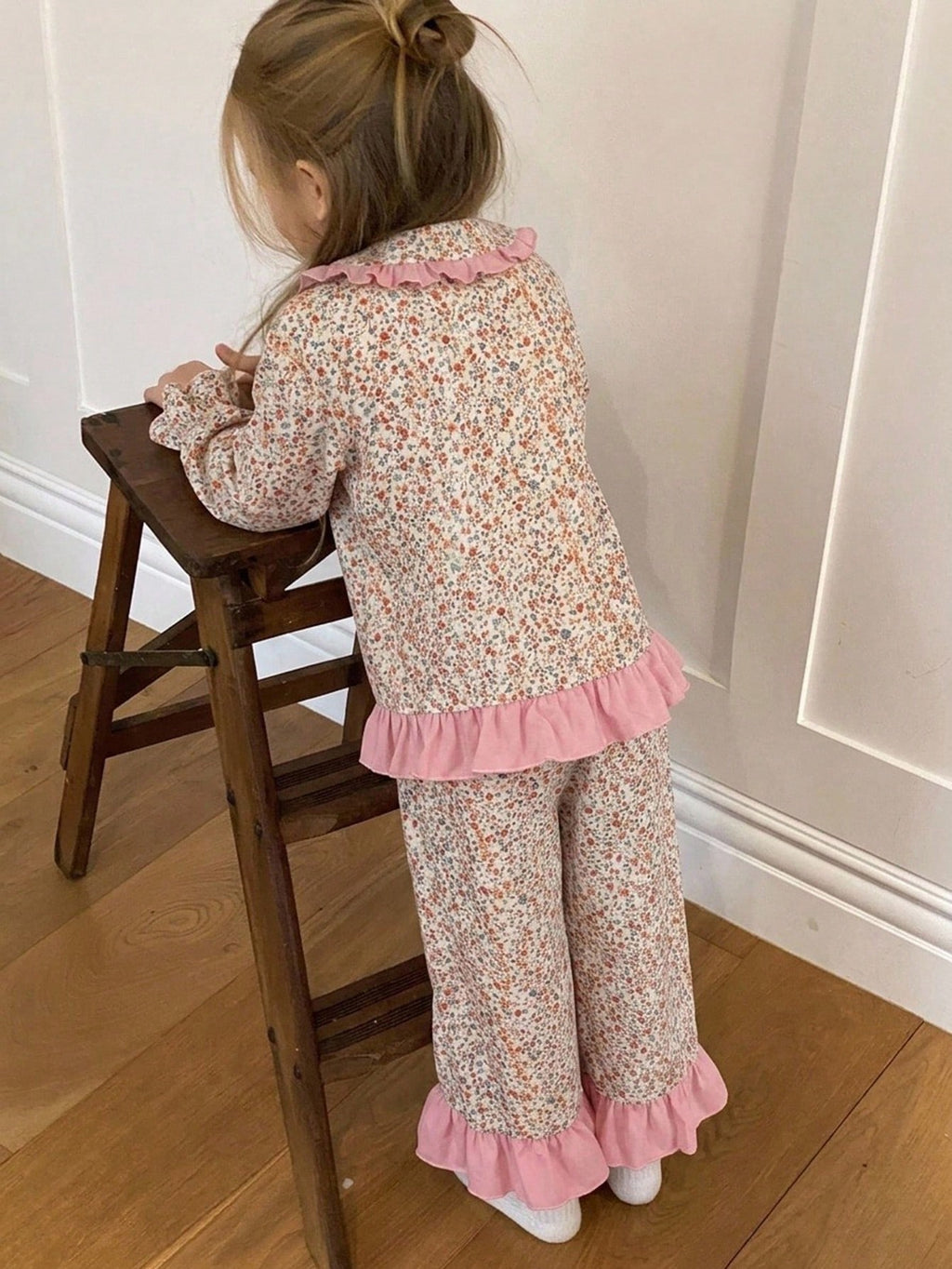 Young Girls' Heart Print Loungewear Set