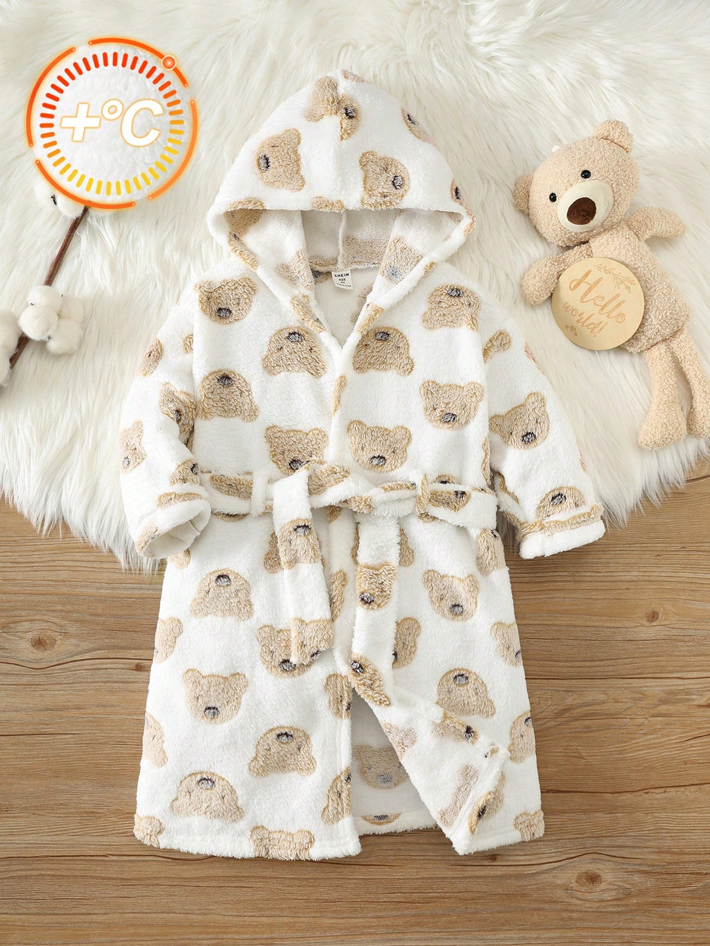 Bambinoo x Playful Pals Peignoir de pyjama thermique à capuche Ours