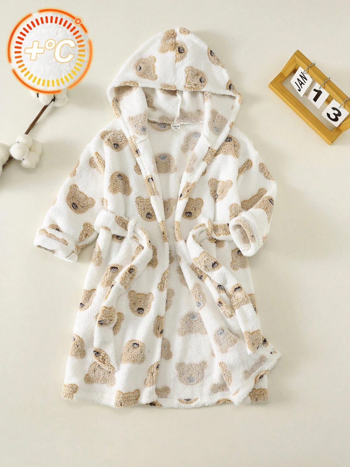 Bambinoo x Playful Pals Peignoir de pyjama thermique à capuche Ours