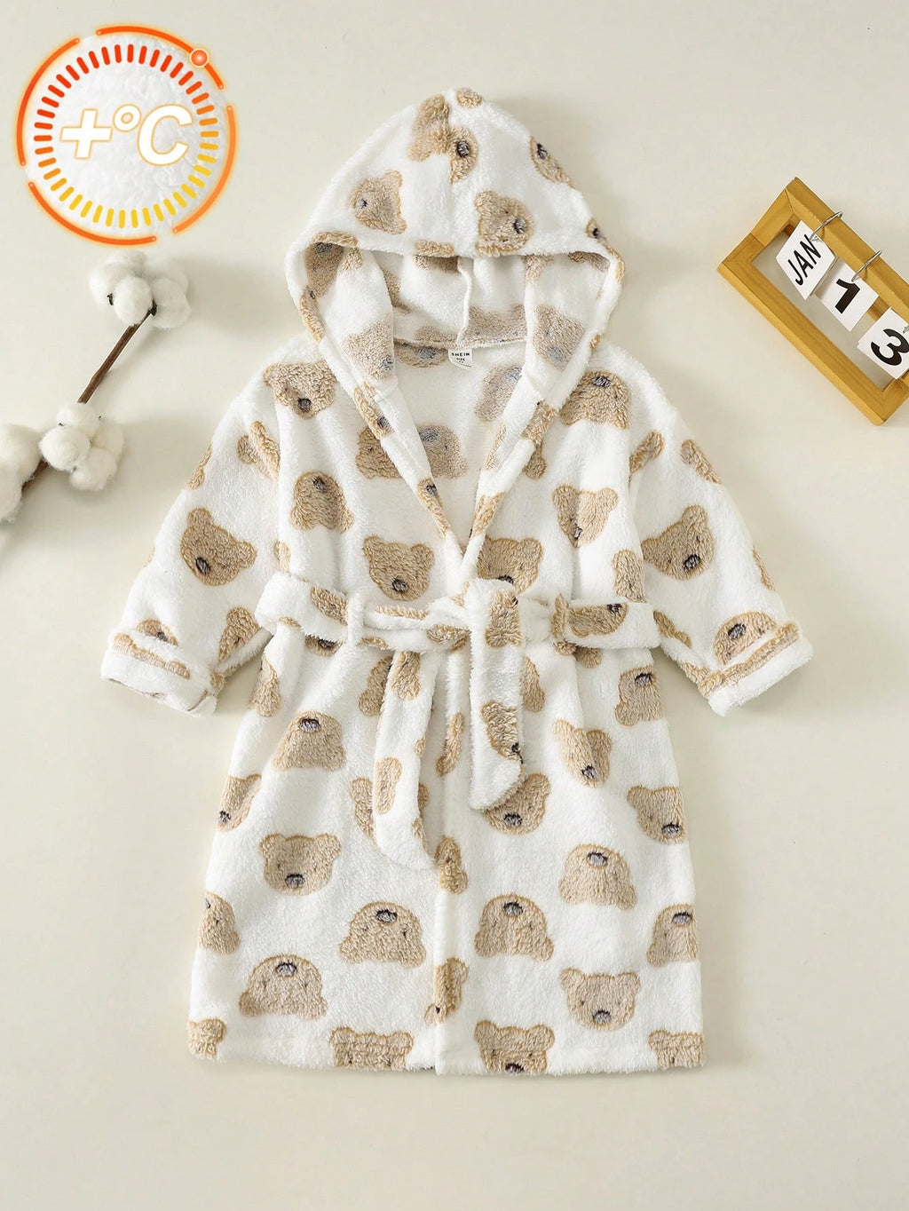 Bambinoo x Playful Pals Peignoir de pyjama thermique à capuche Ours