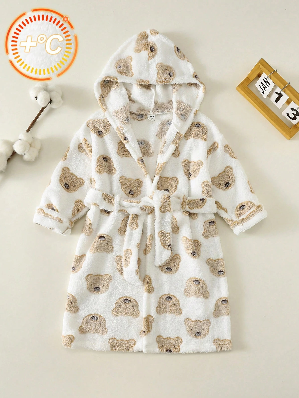 Bambinoo x Playful Pals Peignoir de pyjama thermique à capuche Ours