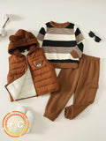 Bambinoo x Playful Pals Boys' Cartoon Sweatshirt, Fleece Vest & Pants Set