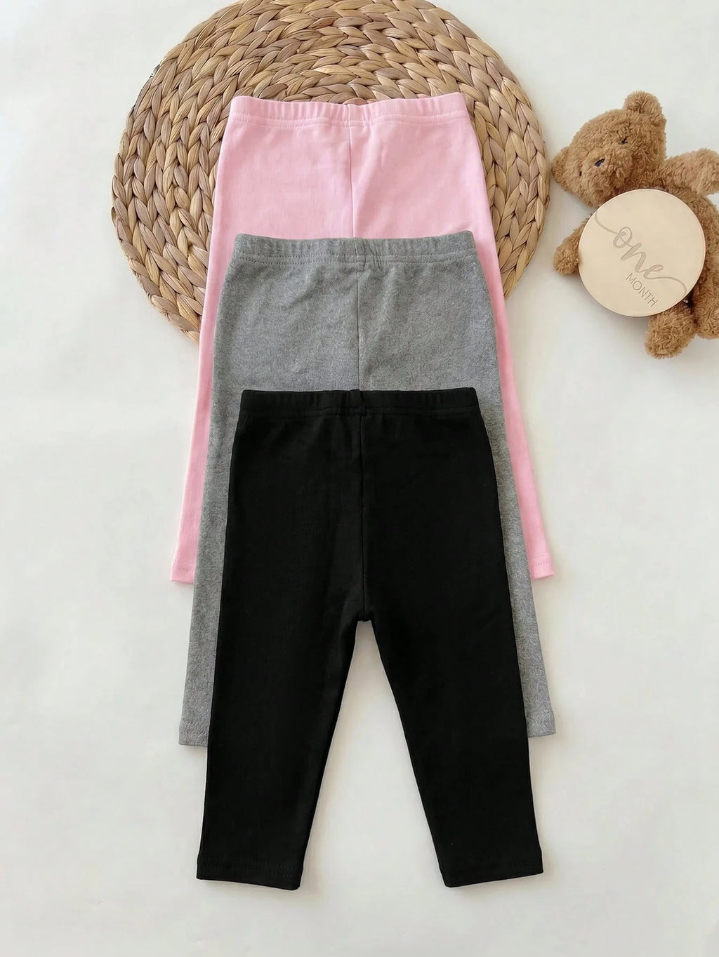 Baby Girls' Embroidered Knit Elastic-Waist Winter Pants 3-Pack