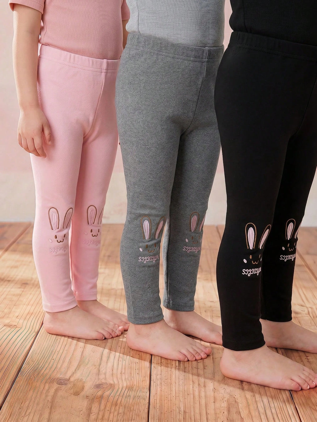 Baby Girls' Embroidered Knit Elastic-Waist Winter Pants 3-Pack