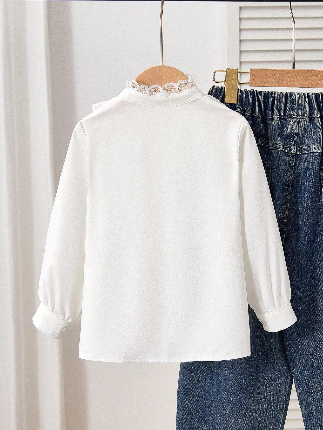 Girls' Peter Pan Collar Blouse with Bow Tie