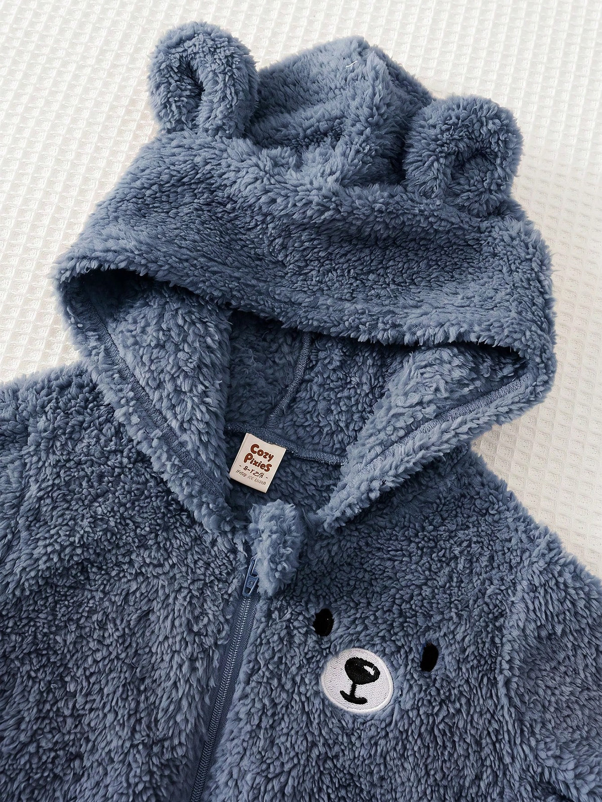 Cozy Pixies Unisex Dusty Blue Fleece Hooded Jacket Set Dusty Blue