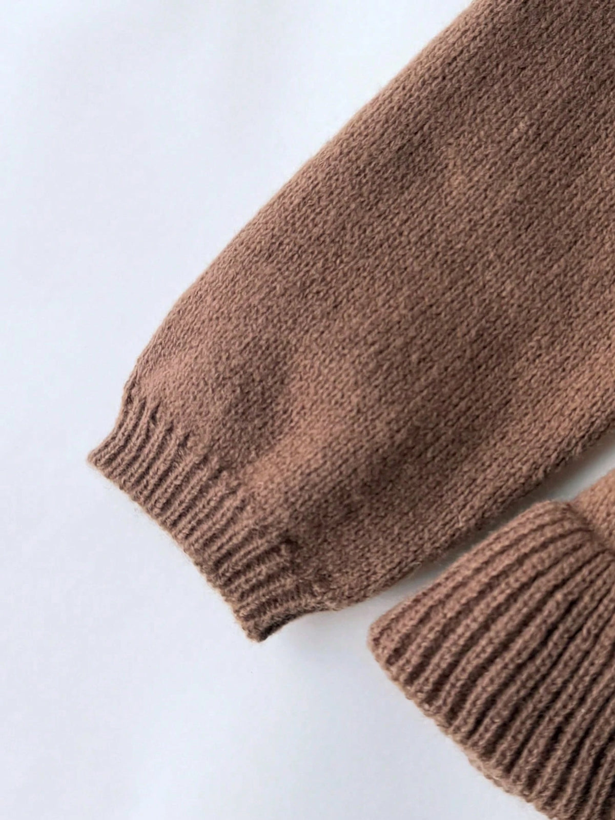 Baby Girl Knitted Cardigan Flared Pants Set - Coffee Brown