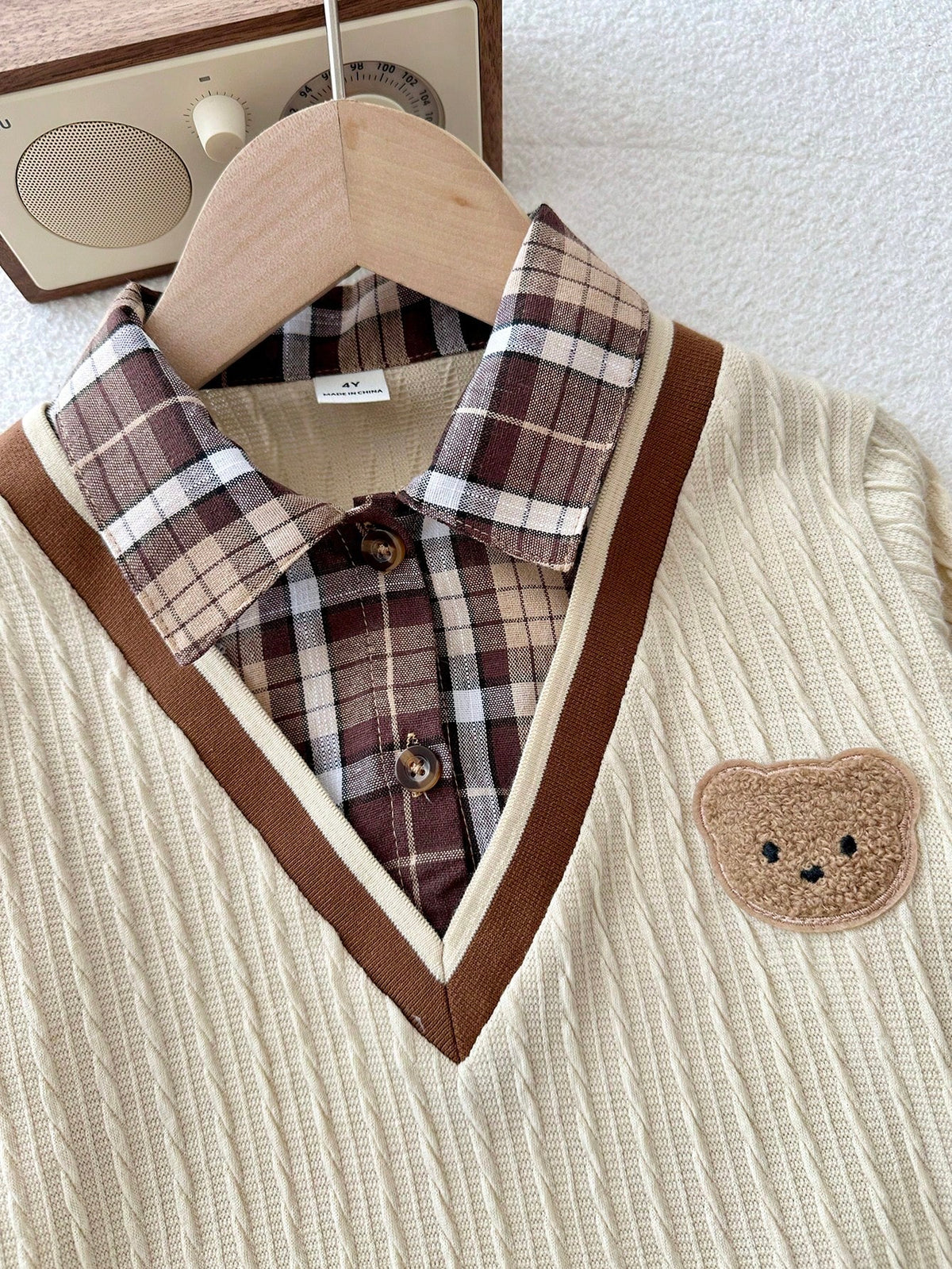 Bambinoo x Playful Pals Boys' Polo Sweatshirt & Khaki Pants Set