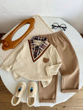 Bambinoo x Playful Pals Boys' Polo Sweatshirt & Khaki Pants Set