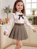 Girls' Plaid Pleated School Skirt