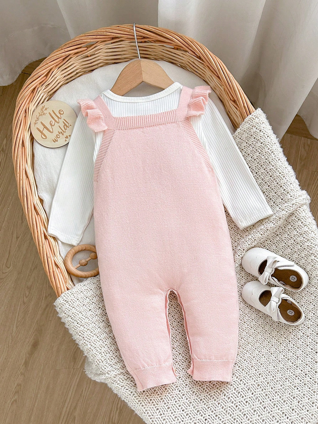 Cozy Pixies Newborn Baby Girl Knitted Rabbit Floral Romper Pink