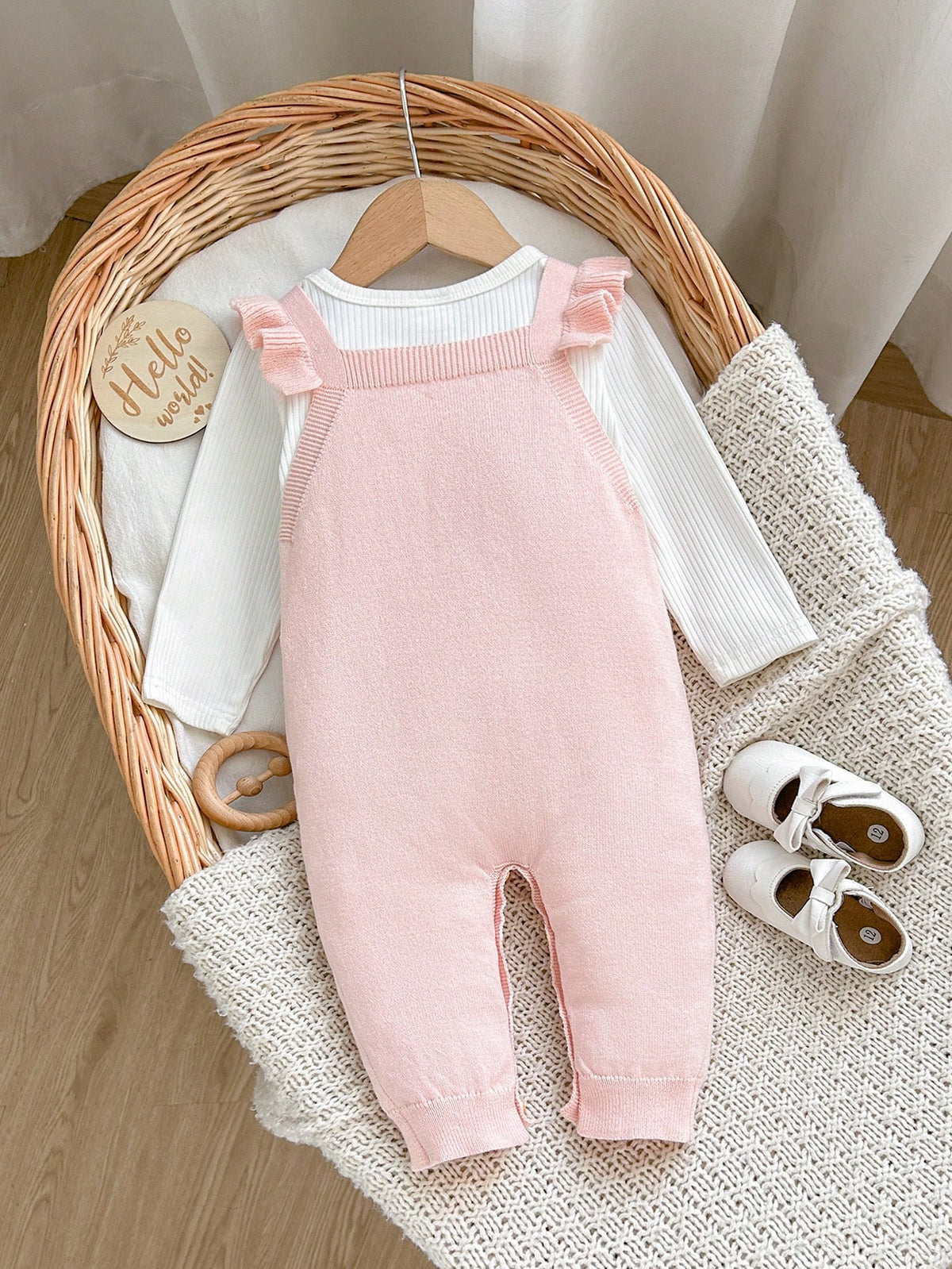 Cozy Pixies Newborn Baby Girl Knitted Rabbit Floral Romper Pink