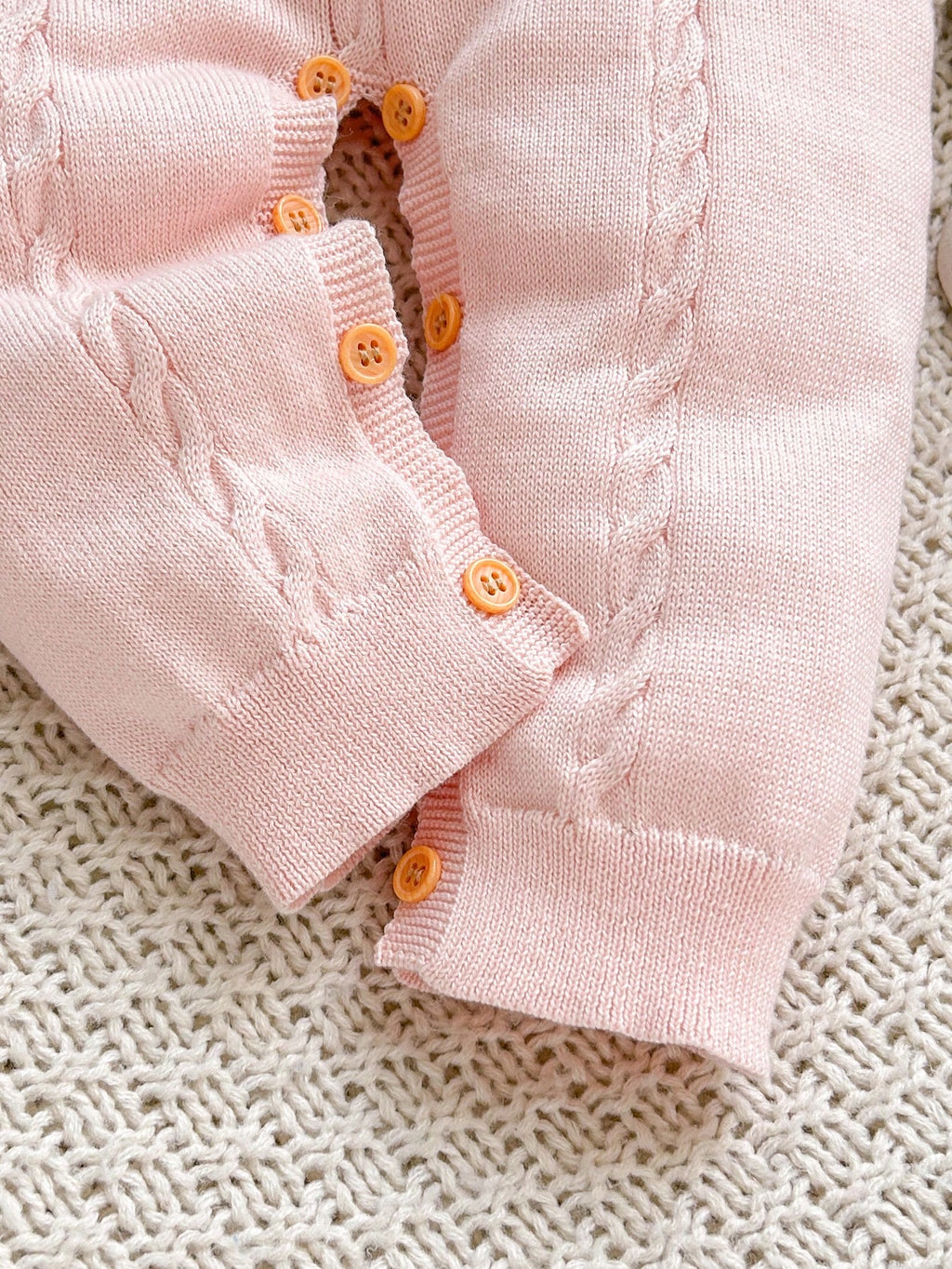 Cozy Pixies Newborn Baby Girl Knitted Rabbit Floral Romper Pink