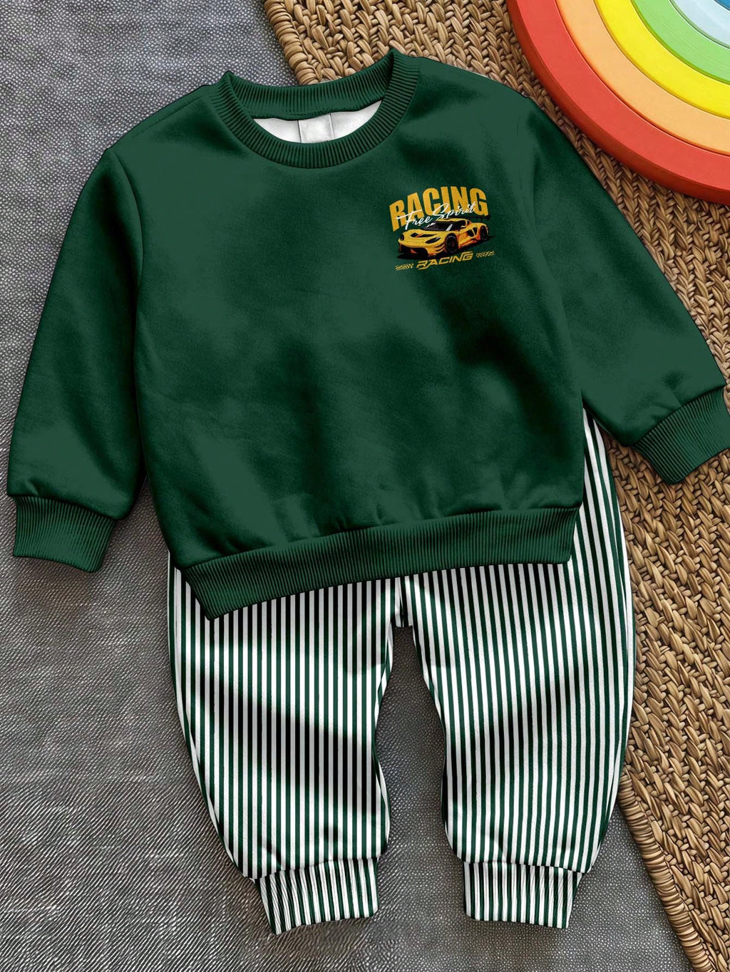 Bambinoo x Playful Pals Boys' Racing Car Graphic Sweatshirt & Pants Set