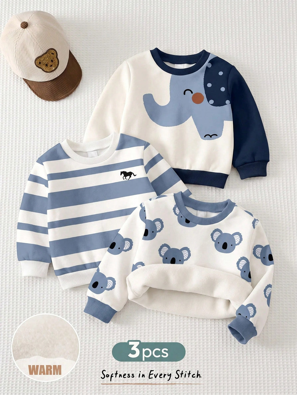 Ensemble sweat-shirt 3 pièces colorblock pour bébé garçon multicolore
