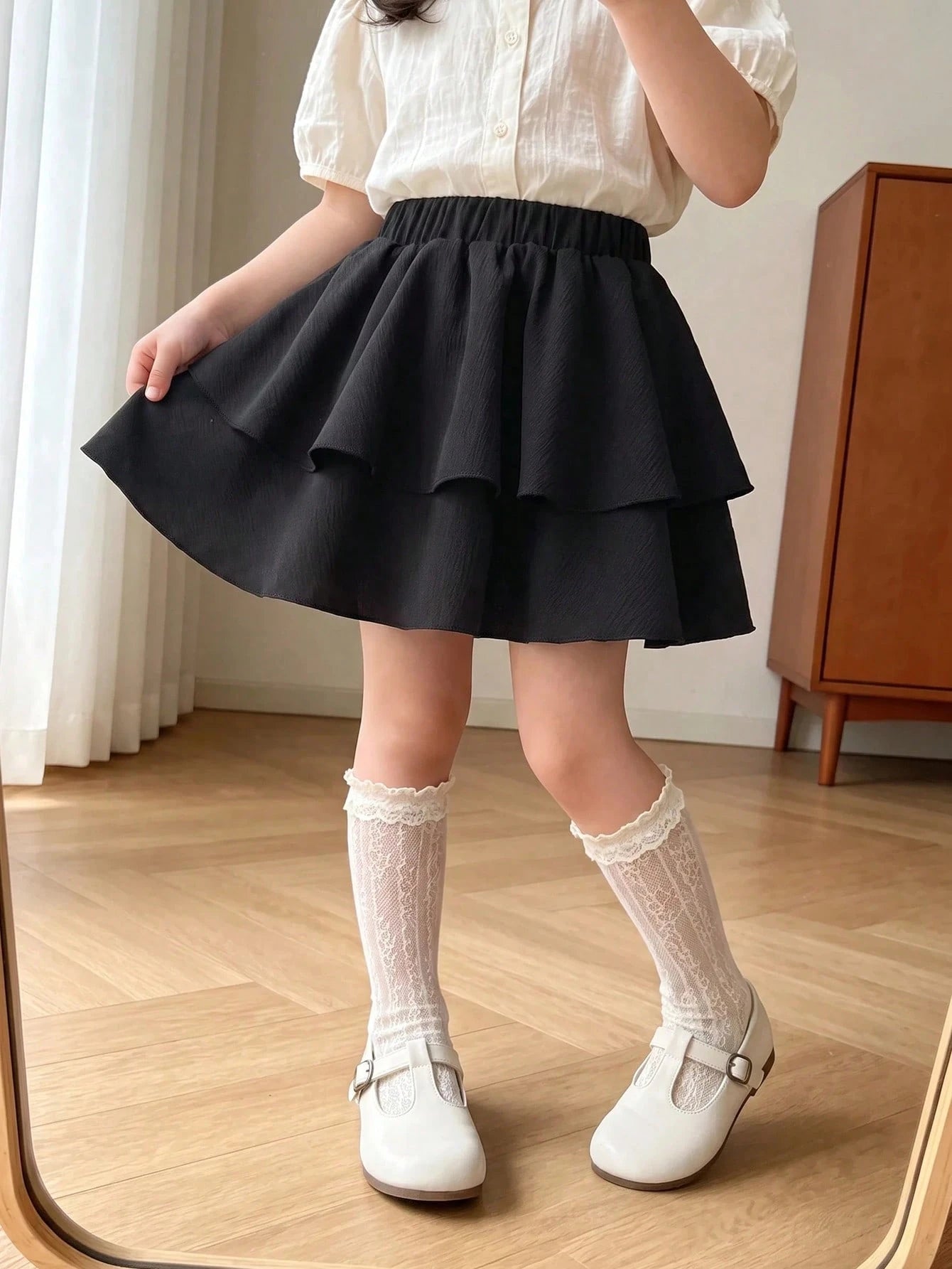 Jupe Fille Double Couche Look Princesse