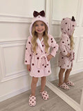 Girls' Hooded Fleece Robe Khaki