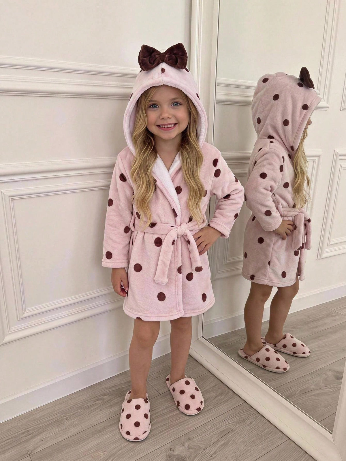 Girls' Hooded Fleece Robe Khaki