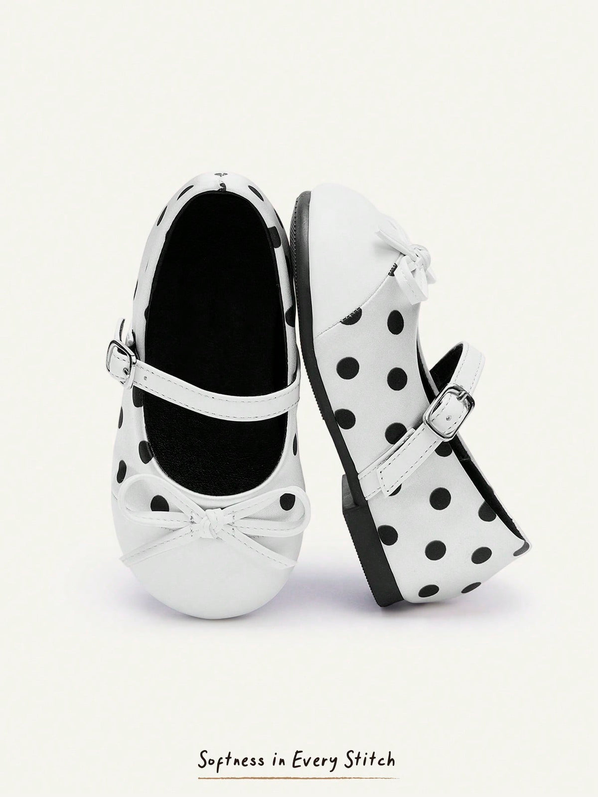 Cozy Pixies Girls' Polka Dot & Black Bow Flat Shoes