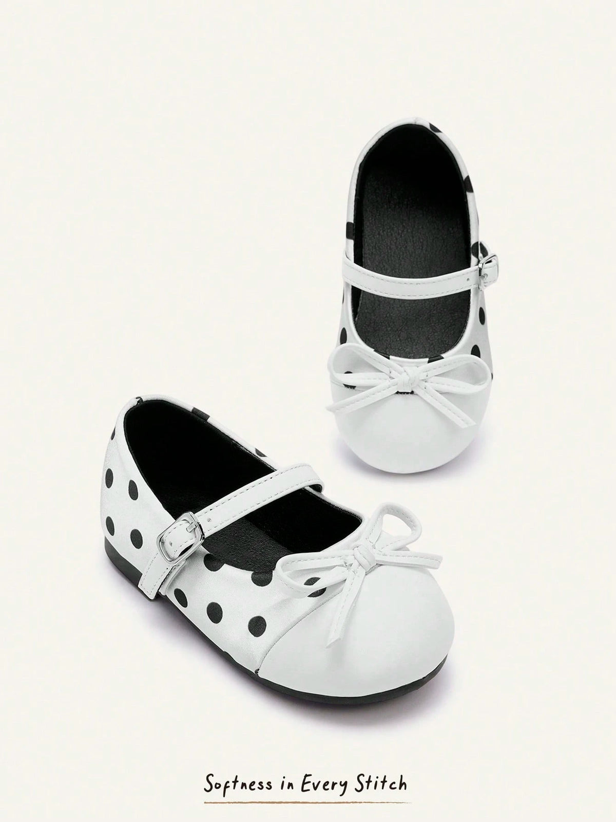 Cozy Pixies Girls' Polka Dot & Black Bow Flat Shoes