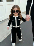 Baby Girl Knitted Contrast Color T-Shirt Pants 2 Piece Set