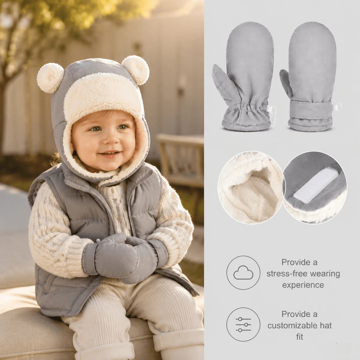 Baby Fleece Hat, Scarf & Gloves 3-Piece Set