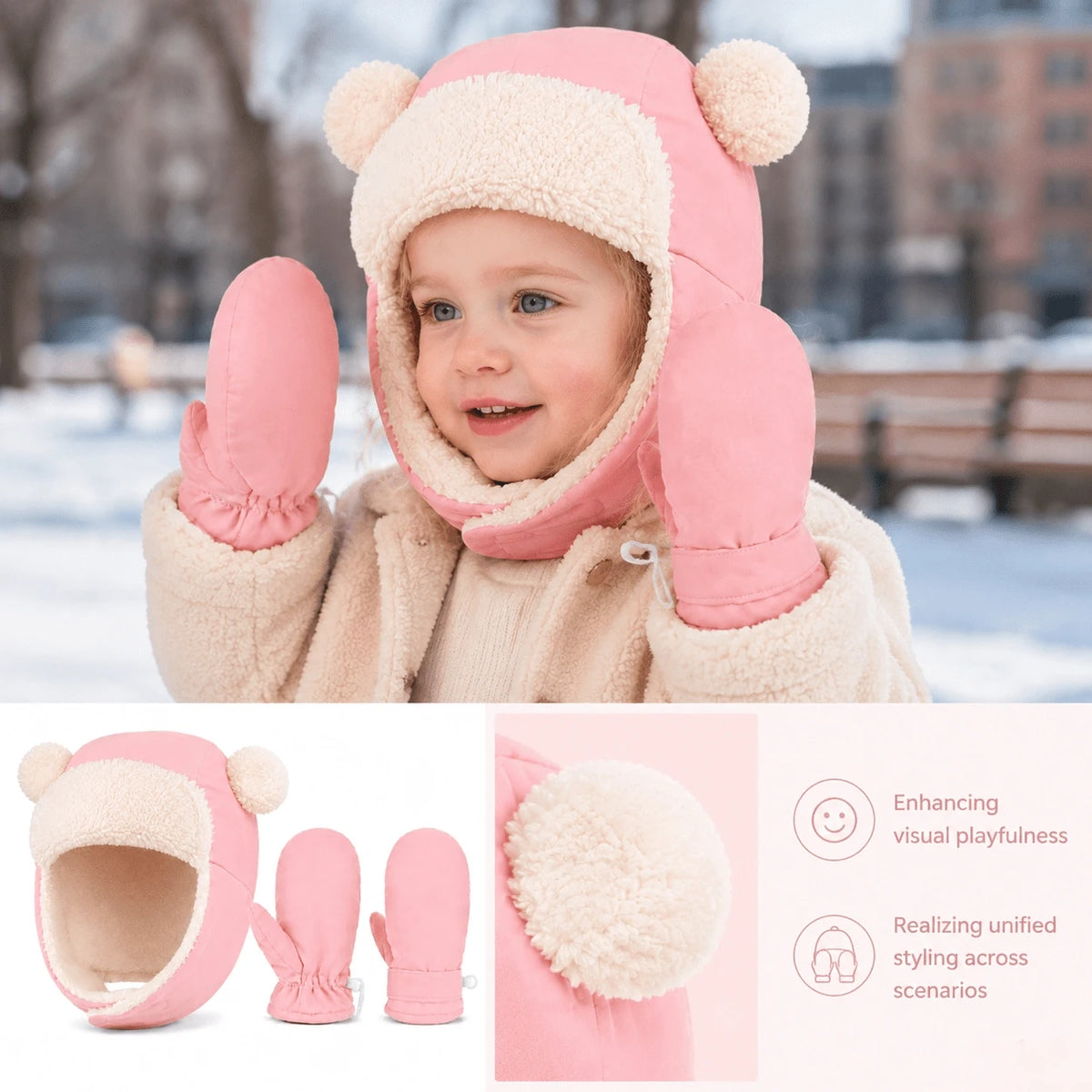 Baby Fleece Hat, Scarf & Gloves 3-Piece Set