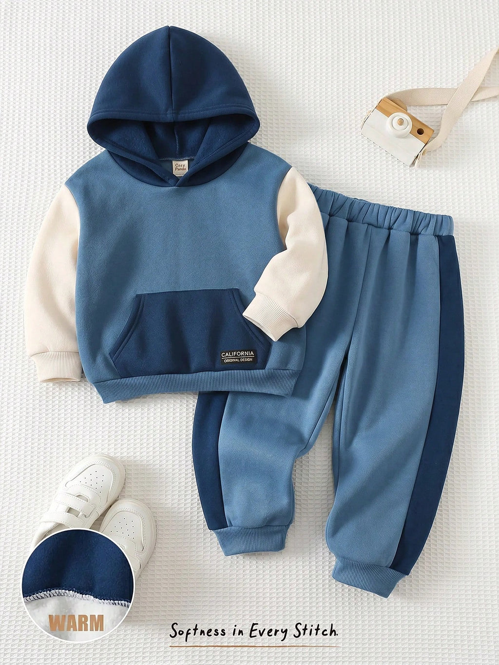 Bambinoo x Cozy Pixies Boys' Fleece Lined Hooded Sweatshirt & Pants Set