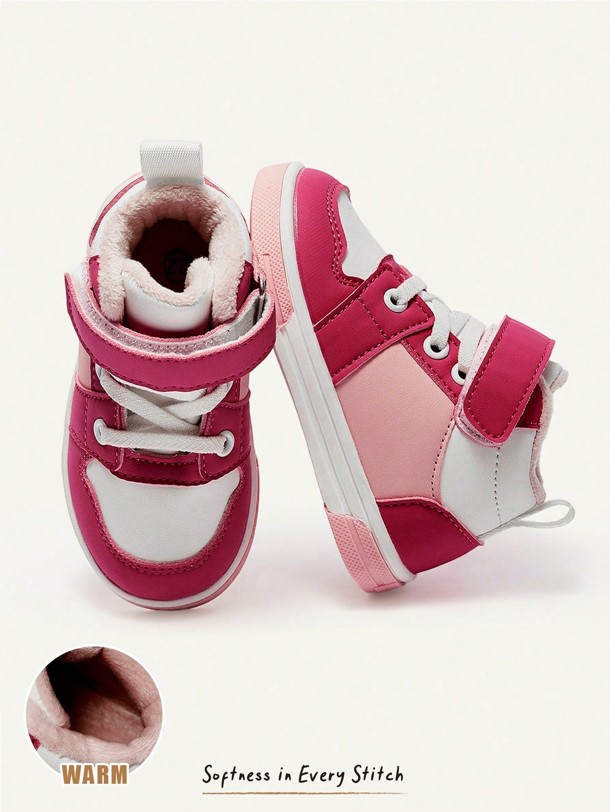 Cozy Pixies Girls' Pink Velvet High-Top Outdoor Sneakers