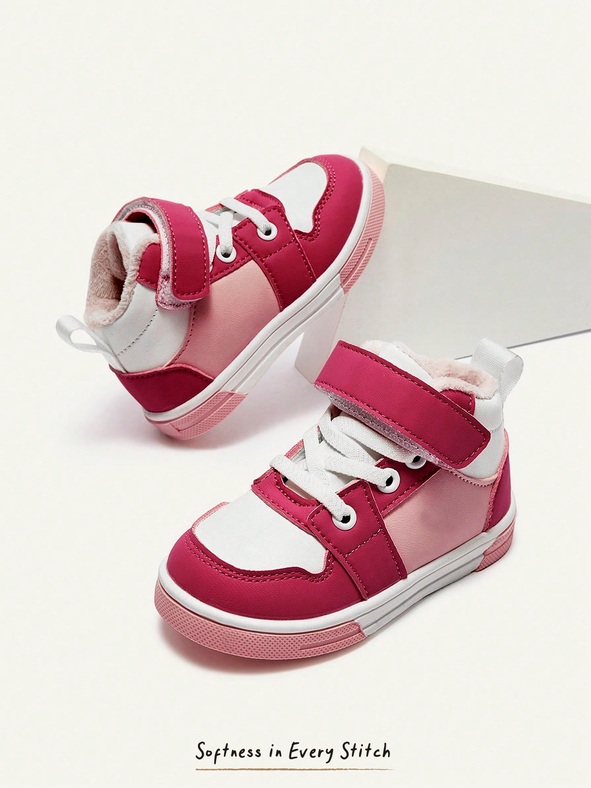 Cozy Pixies Girls' Pink Velvet High-Top Outdoor Sneakers