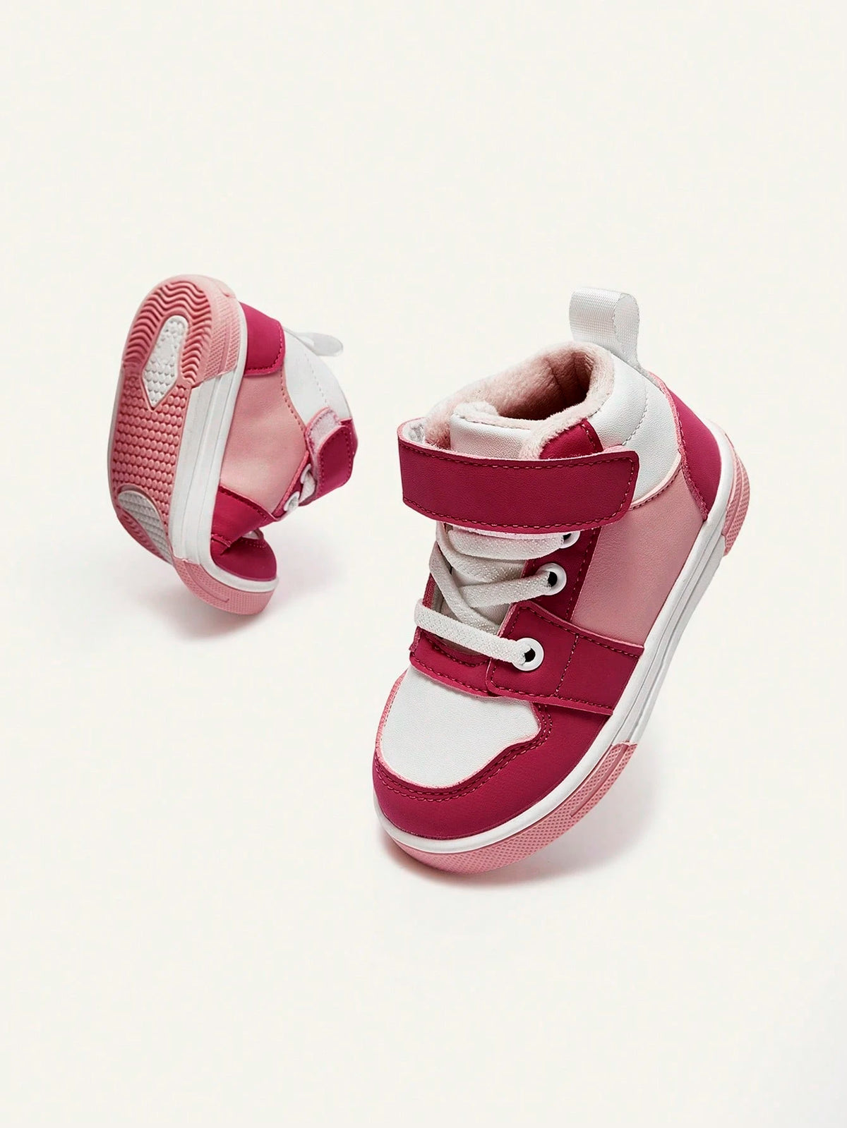 Cozy Pixies Girls' Pink Velvet High-Top Outdoor Sneakers