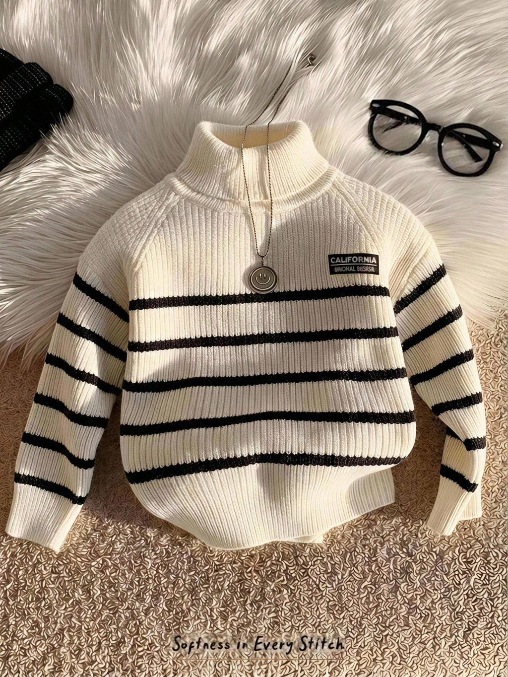 Cozy Pixies Baby Boy Striped Turtleneck Sweater