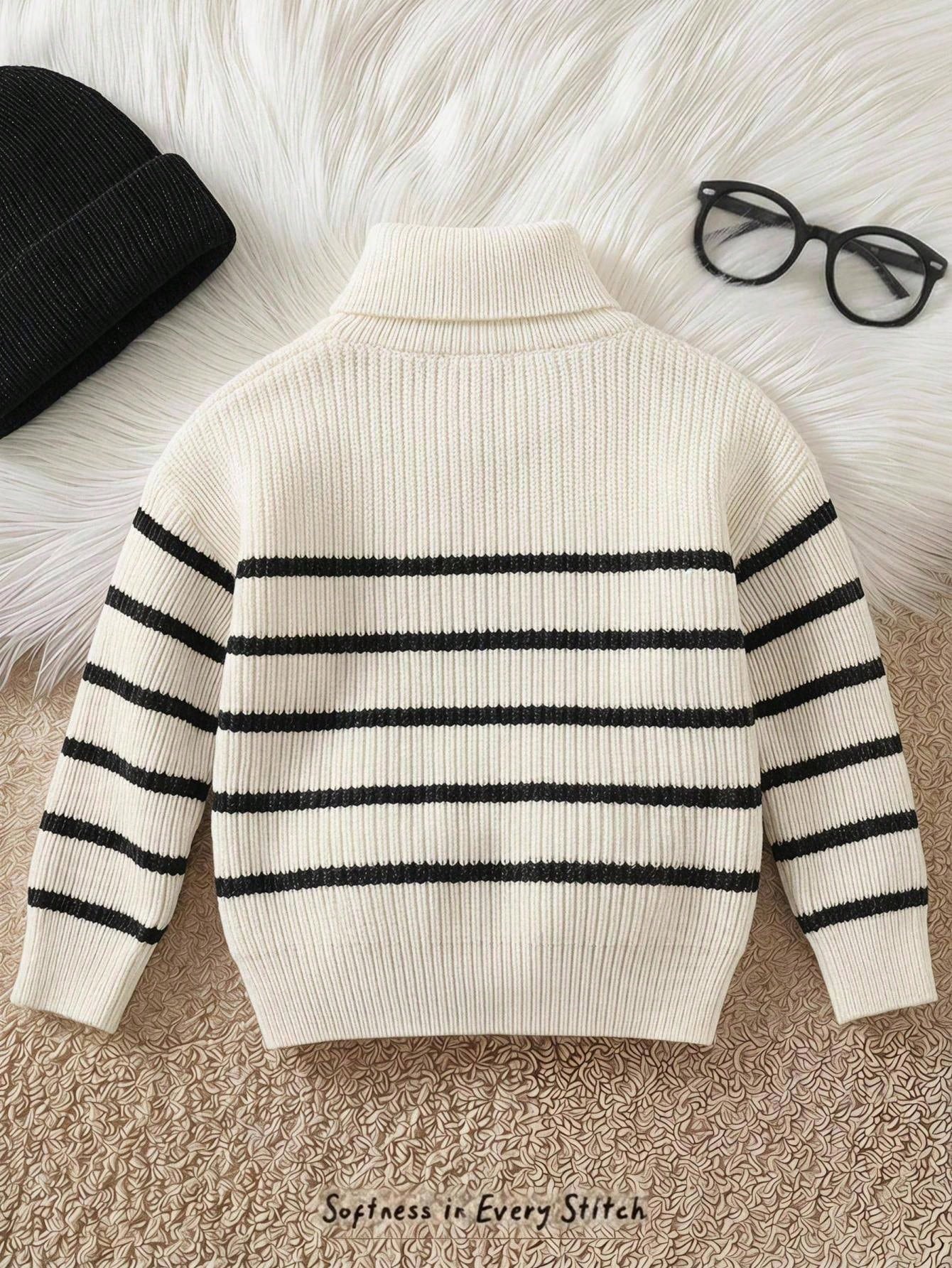 Cozy Pixies Baby Boy Striped Turtleneck Sweater