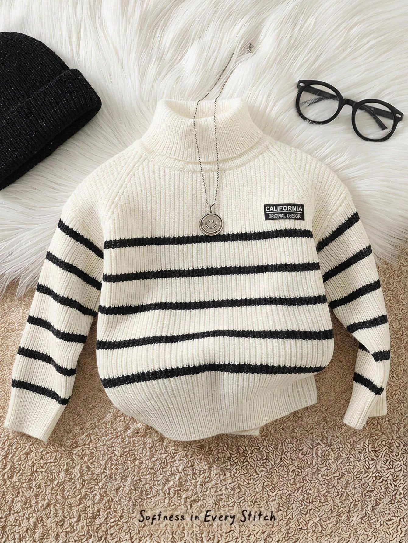 Cozy Pixies Baby Boy Striped Turtleneck Sweater