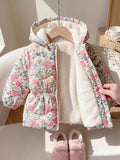LMoss Kids Baby Girl Thermal Floral Hooded Jacket - Multicolor