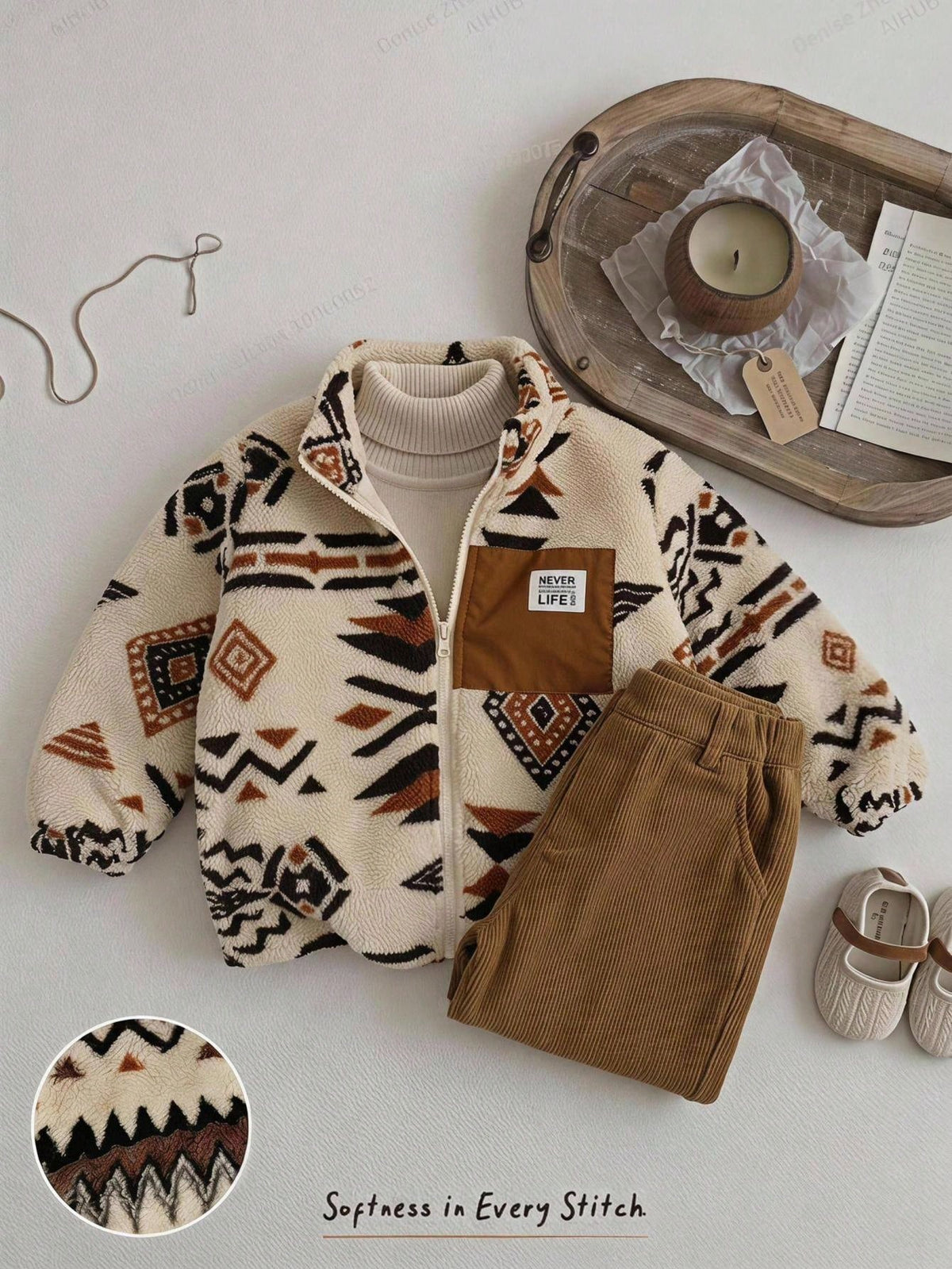 Bambinoo x Cozy Pixies Boys' Paisley Thermal Lined Winter Jacket