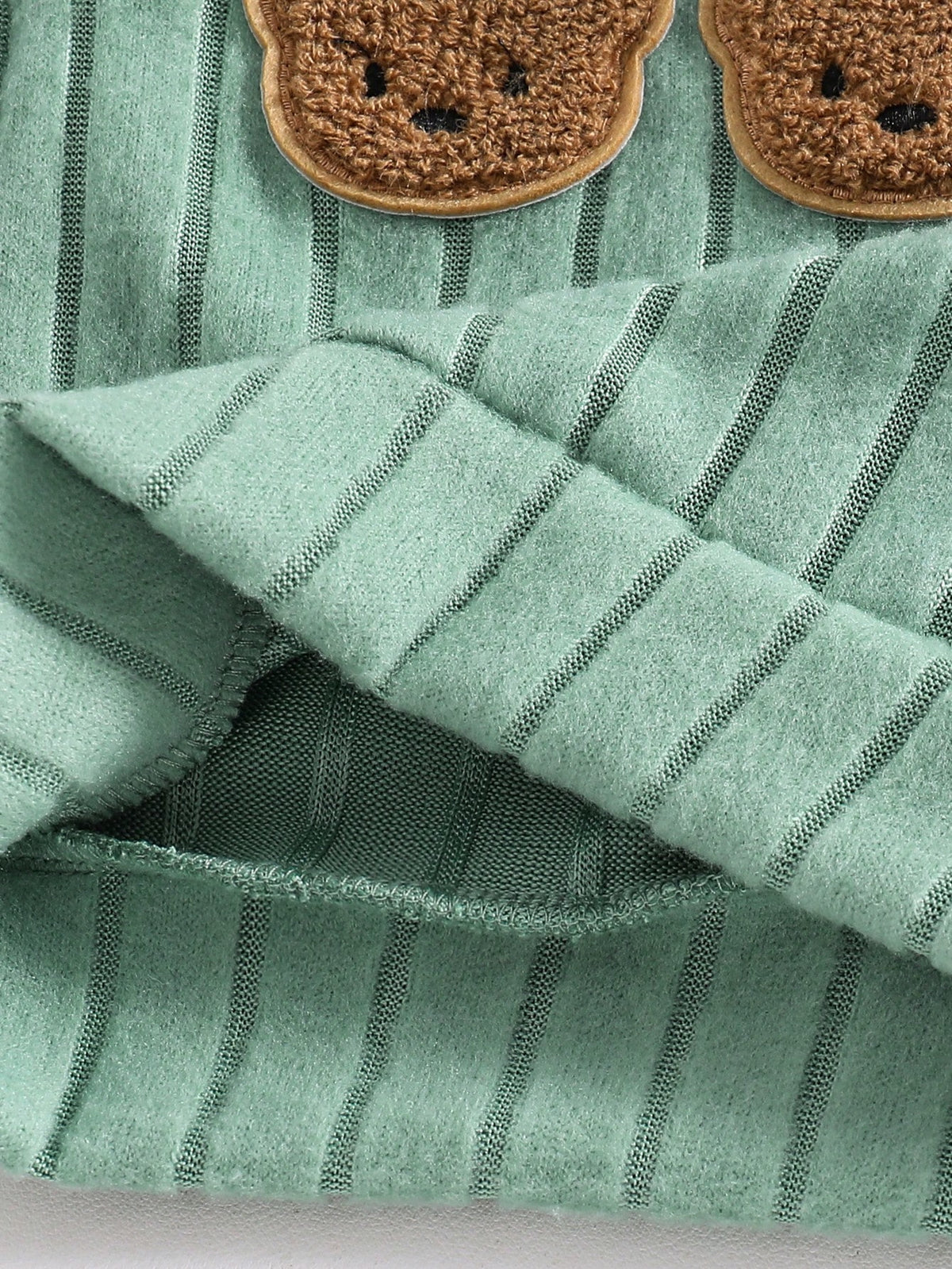 Newborn Baby Green Bear Embroidered Sweatshirt Set Green