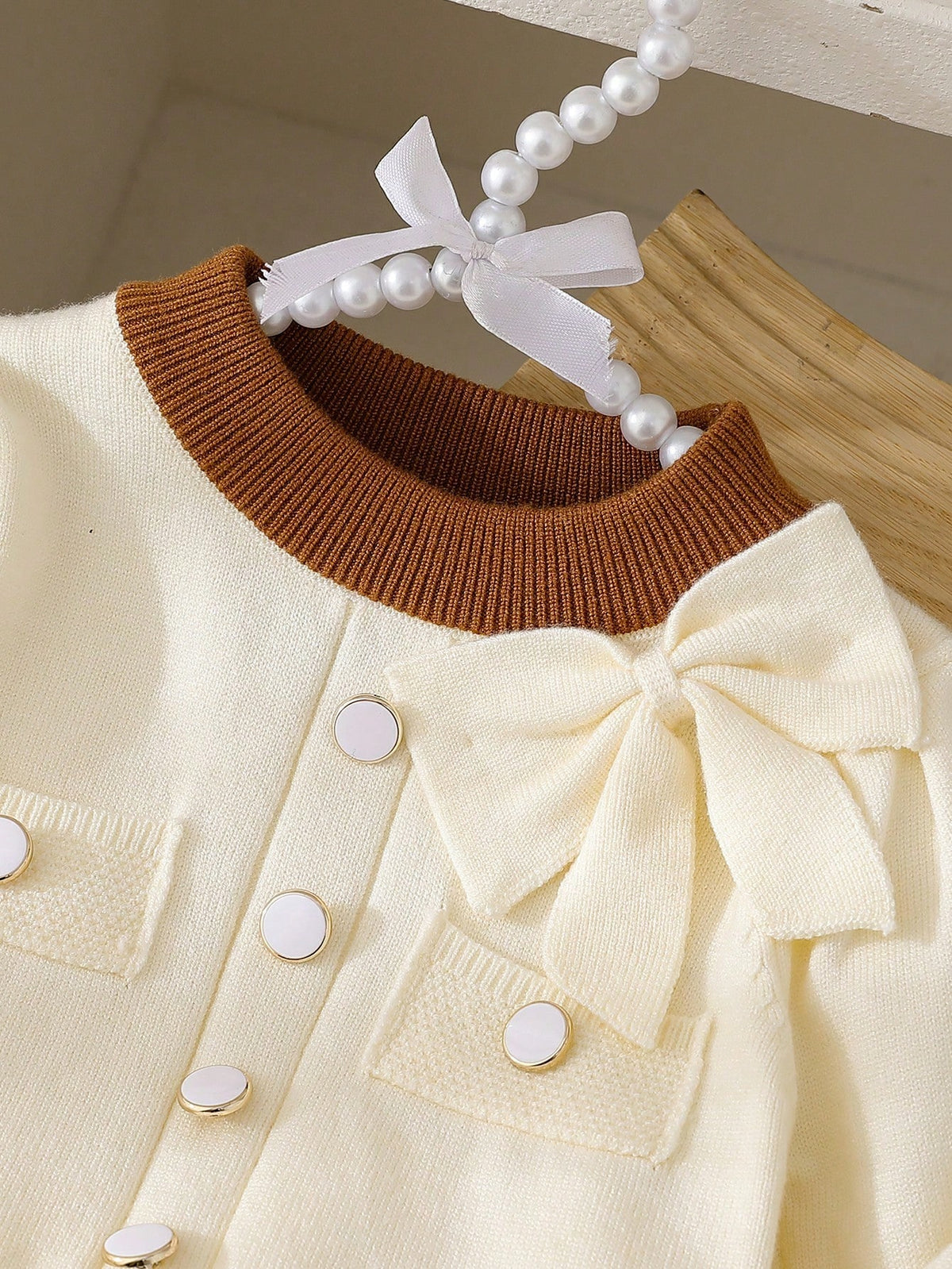 Baby Girls' Brown Striped Bow & Ruffle Sweater & Skirt Set