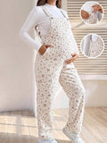 Maternity White Apricot Ditsy Floral Overall Jumpsuit