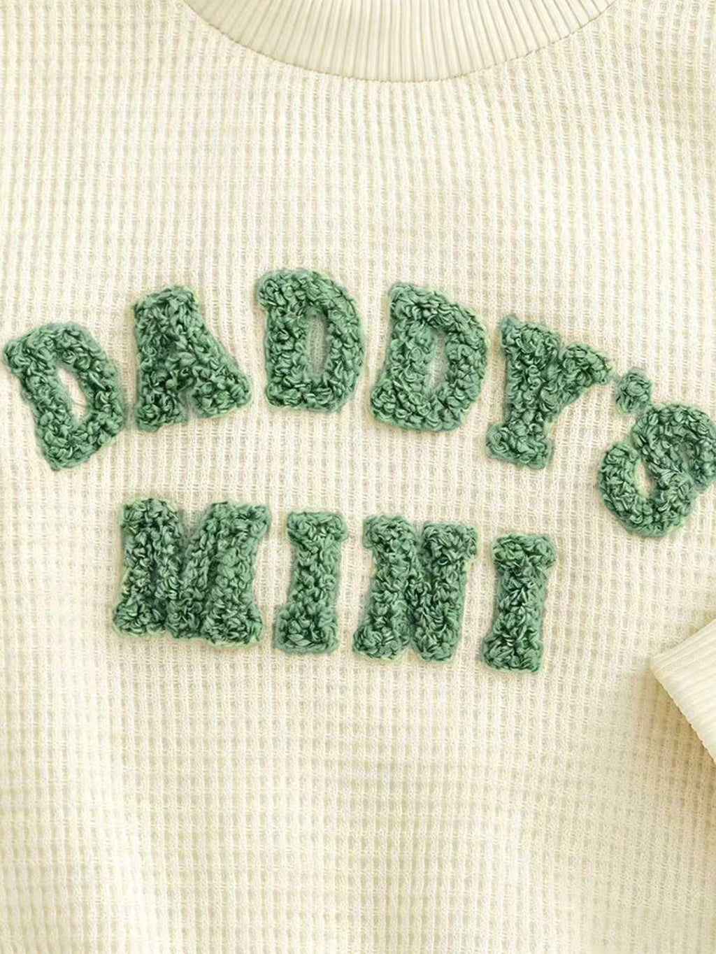 Ensemble brodé vert menthe « Mini Papa » Cozy Pixies pour nouveau-né