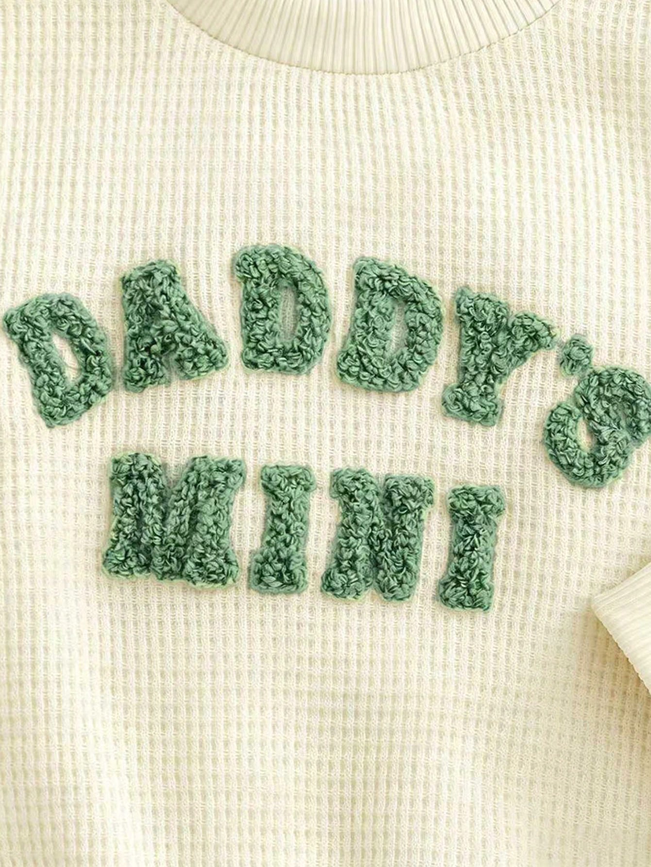 Ensemble brodé vert menthe « Mini Papa » Cozy Pixies pour nouveau-né