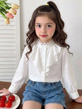 Girls' Peter Pan Collar Blouse with Bow Tie