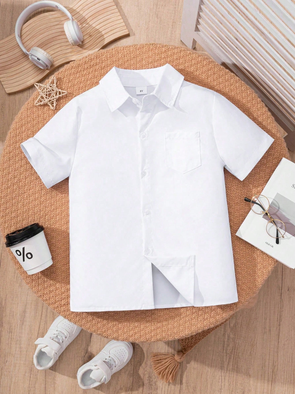 Boys' White Patch Pocket Shirt