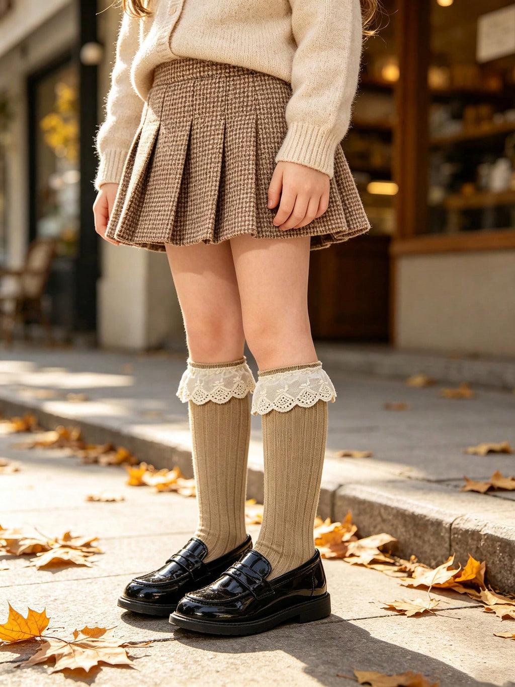 Girls' Vintage Lace High-Tube Mid-Calf Socks 3-Pack