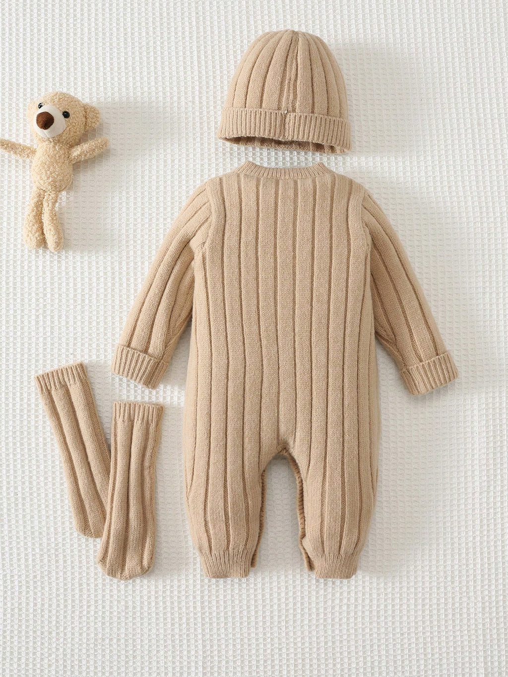 Ensemble 3 pièces combinaison tricotée ours de dessin animé unisexe Cozy Pixies