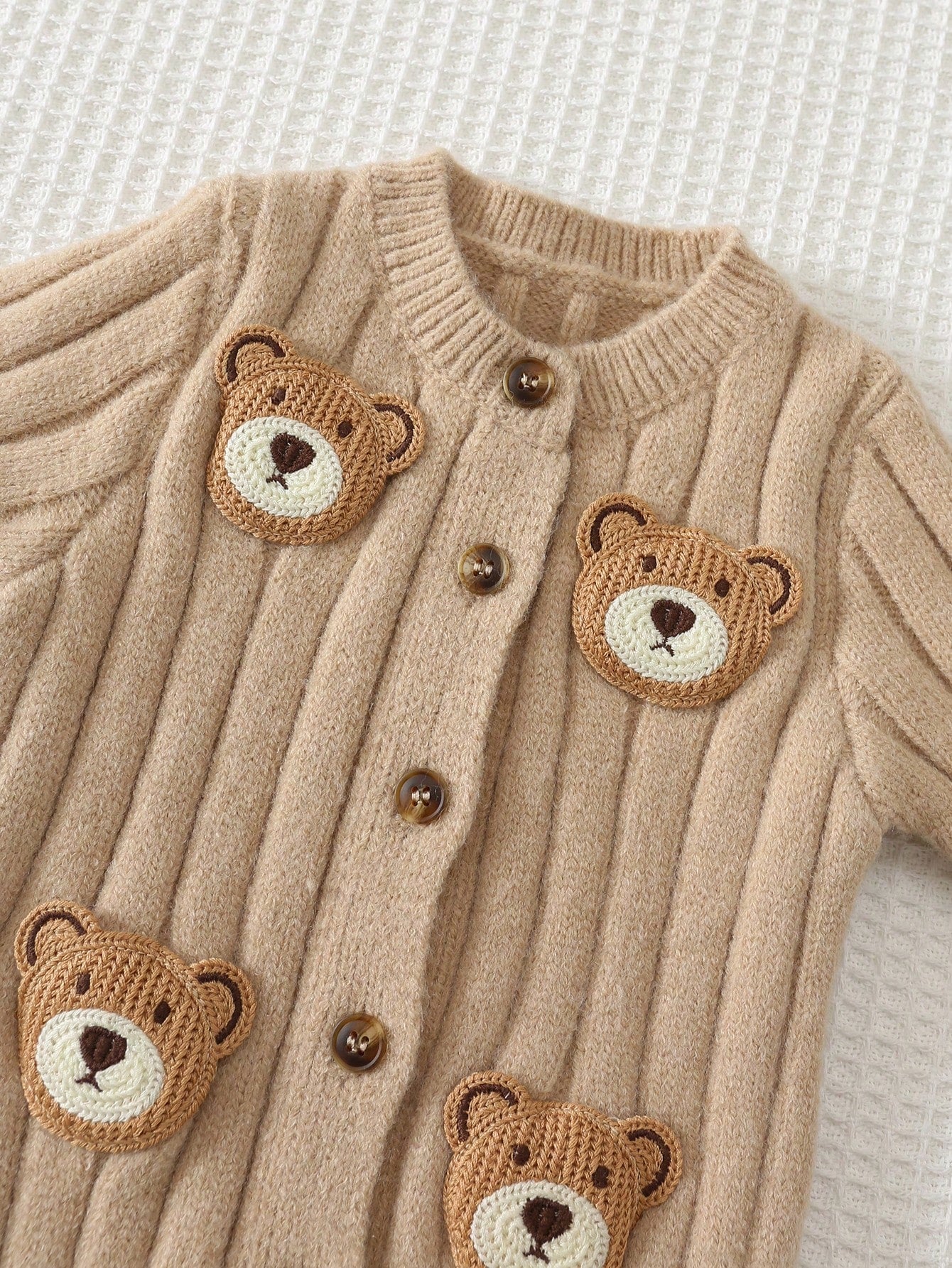 Ensemble 3 pièces combinaison tricotée ours de dessin animé unisexe Cozy Pixies