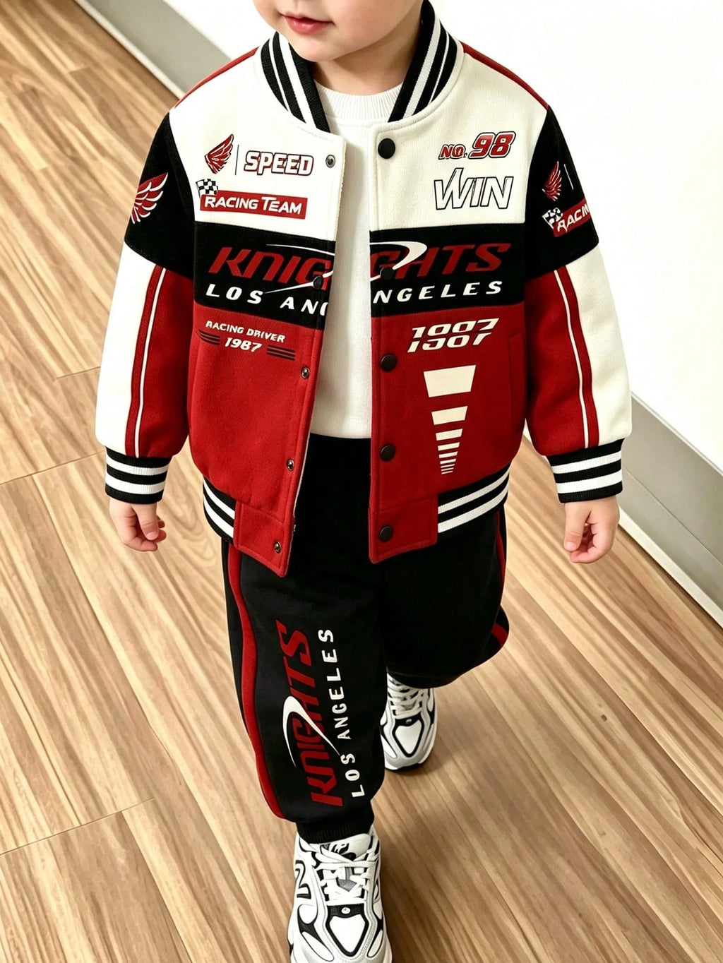 Bambinoo x Playful Pals Racing Car Baseball Jacket & Pants Set