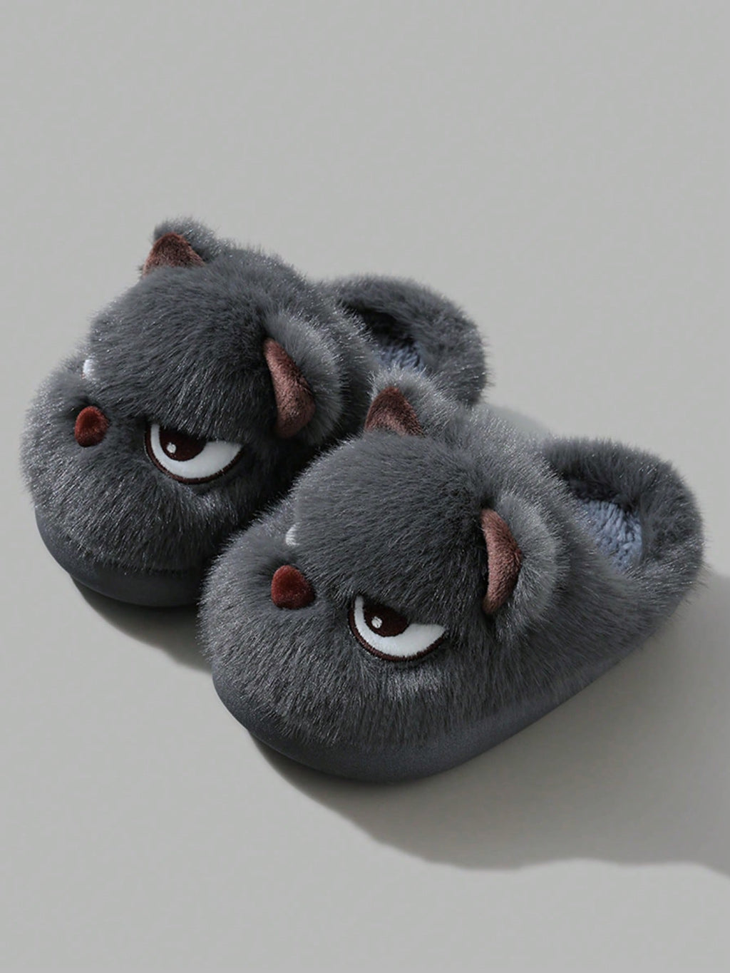 Chaussons pour garçon à motif chien et doublure chaude - Gris foncé - 1 paire