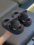 Chaussons pour garçon à motif chien et doublure chaude - Gris foncé - 1 paire