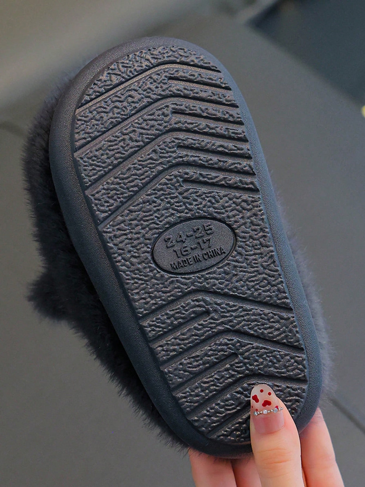 Chaussons pour garçon à motif chien et doublure chaude - Gris foncé - 1 paire